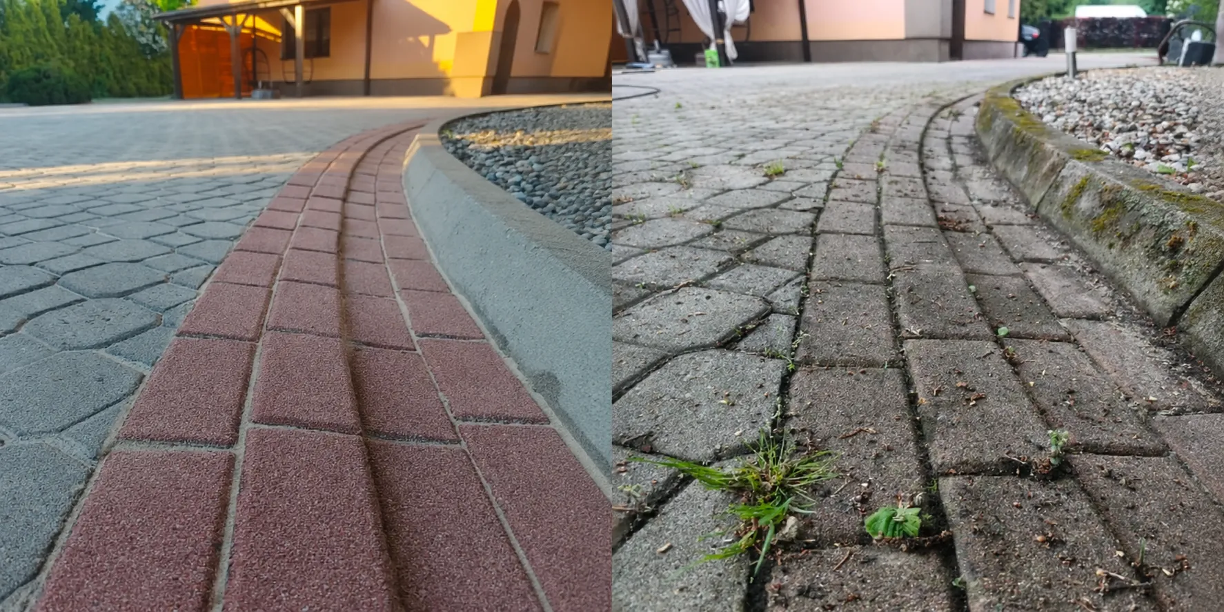 Mycie kostki brukowej – efekt przed i po
